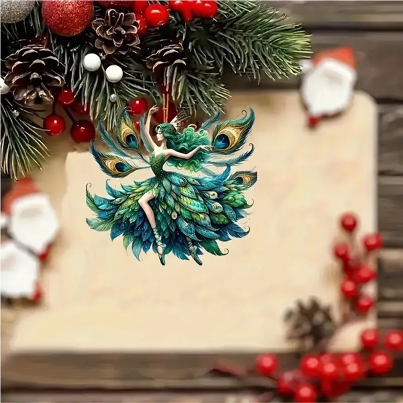 Peacock Fairy Sun Catcher Acrylic 2D Ornament Charm - Picture 9 of 9
